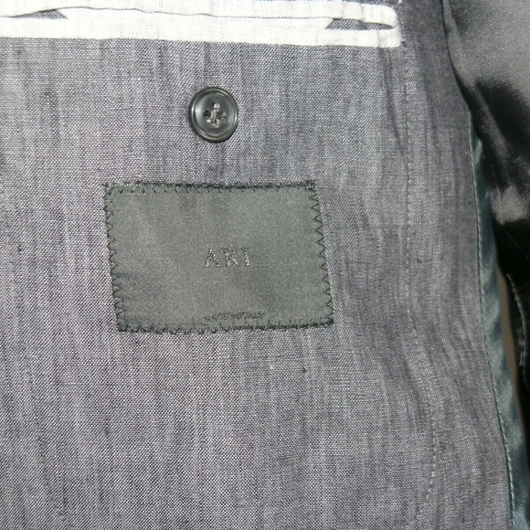 ARI Linen Cotton Blend Gray Woven Three Burton Blazer 42R - Picture 9 of 9